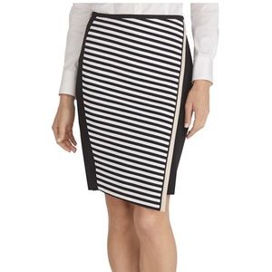 White Black House Market Stripe White & Black Ponte Wrap Pencil Skirt Size 6
